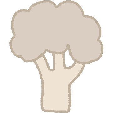 a simple drawing of cauliflower. the stem is lighter off-white than the florets.